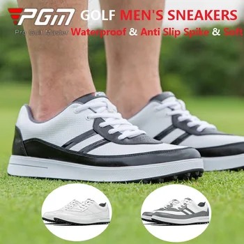 PGM Мужская водонепроницаемая обувь для гольфа, мужские нескользящие кроссовки для гольфа с шипами, Мужская спортивная обувь на шнуровке из микрофибры, тренировочная обувь