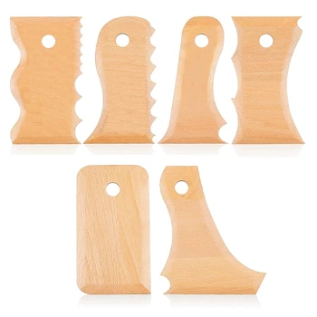 7 ШТ Инструменты для обрезки керамики Инструменты для формирования ножек из керамической глины Деревянная Текстура Профиль Ребристый пучок Формирователь ножек