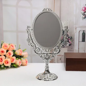 винтажное ретро овальное компактное зеркало с вращением на 360 градусов, двустороннее настольное зеркало для макияжа, косметический комод, зеркало с рельефным вырезом 331B