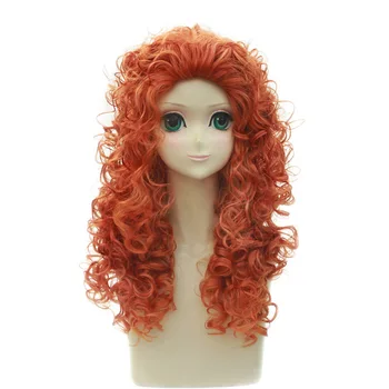 HAIRJOY Brave Merida Princess Косплей Парик Синтетические Волосы Длинные Вьющиеся Оранжевые Парики Лолиты
