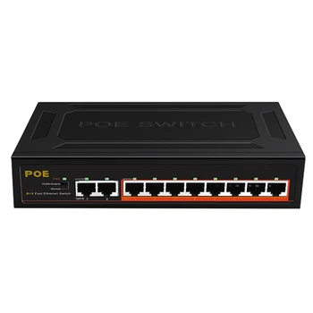 10 Портов POE Switch 100 Мбит/с Ethernet Smart Switch 8 Poe + 2 Восходящих Канала Office Home Network Hub Адаптер Пластиковый Для IP-Камеры US Plug