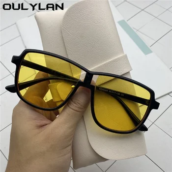 Oulylan Черные Желтые Солнцезащитные очки большого размера Для Мужчин И Женщин Фирменный Дизайн Солнцезащитные Очки в большой оправе Ins Trend Очки ярких цветов UV400