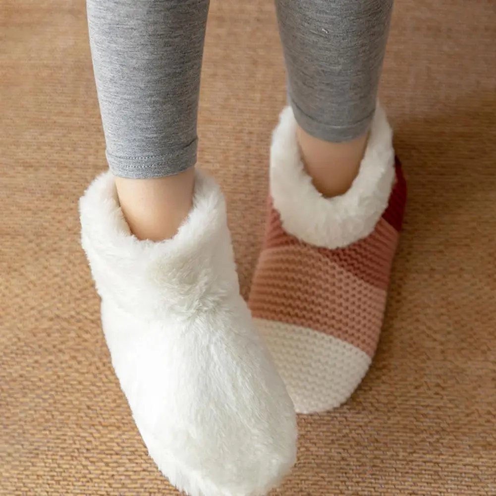 1 пара носков-тапочек Прочный эластичный цветной блок для повседневной домашней обуви Носки для обуви для пола Носки Изображение 3