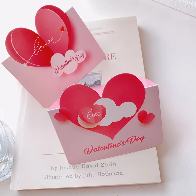 10шт Поздравительных открыток в форме сердца на День Святого Валентина, написанных от руки, Свадебная пустая открытка с пожеланиями, подарочная открытка флориста на день рождения Изображение 3