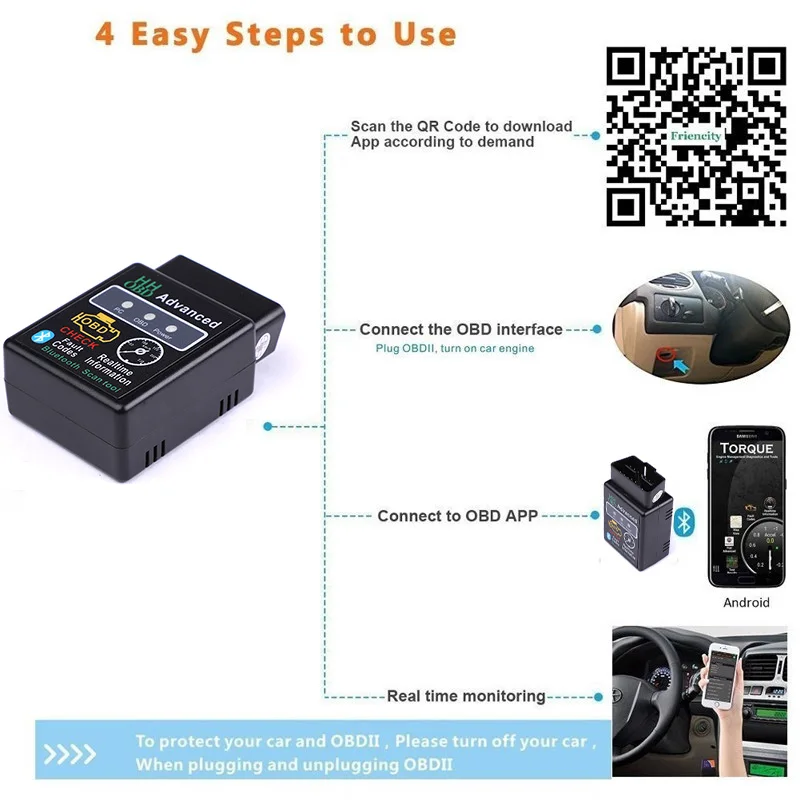 Автомобильный диагностический инструмент OBD ELM327 Bluetooth для Ford Focus Edge Explorer Expedition C-Max Escape Flex Titanium Изображение 3