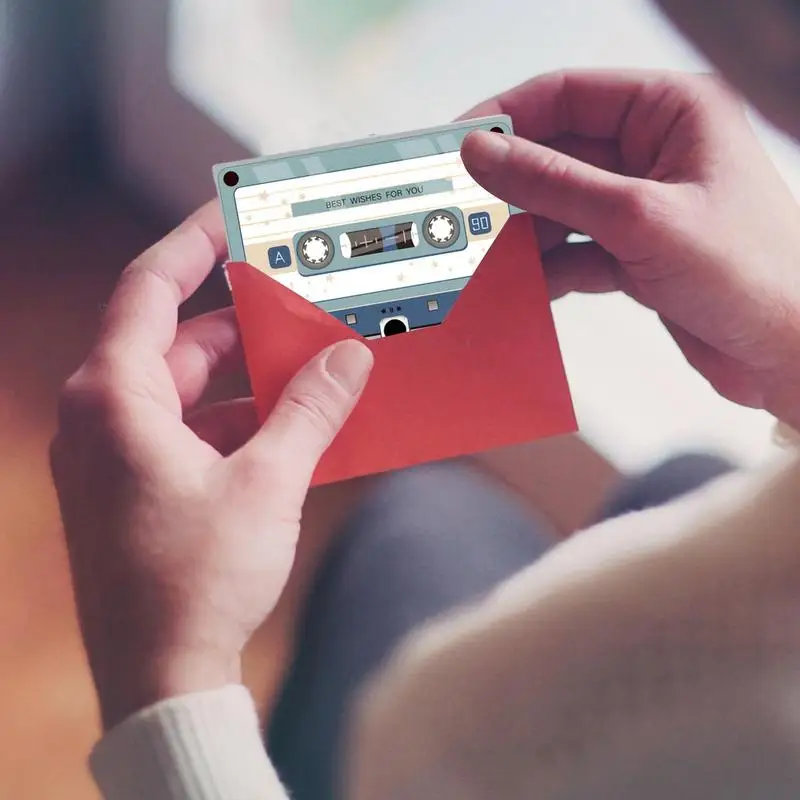 Записываемая Рождественская открытка Рождественская голосовая поздравительная открытка Открытки с Днем рождения в форме ретро-кассеты Запись 30 секунд Изображение 3