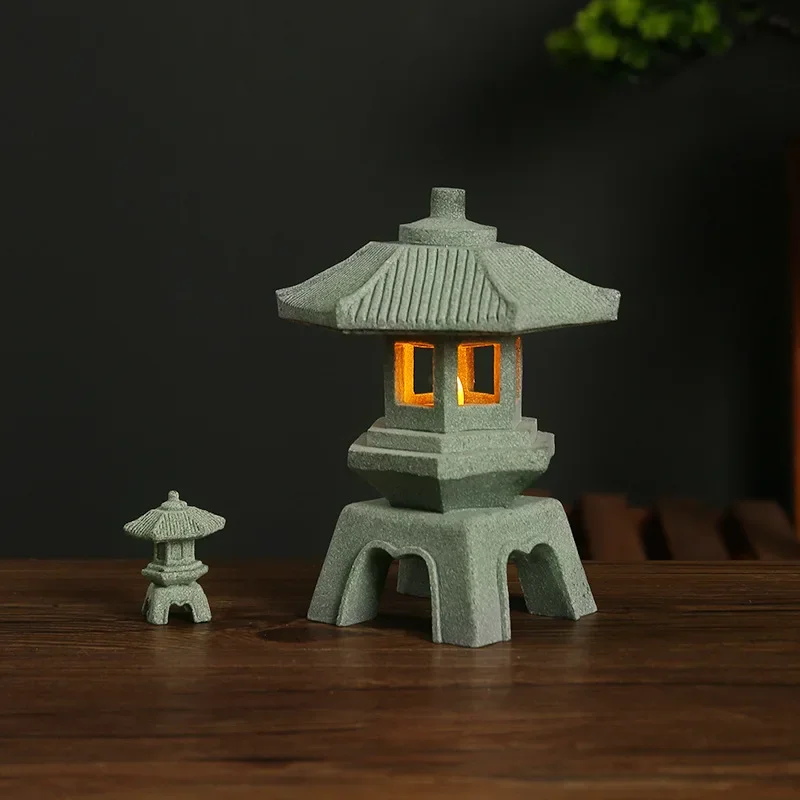 Креативный китайский фонарь с резьбой по зеленому песку, украшение для фонаря, настольная лампа, микро-пейзаж, ремесла, украшения Изображение 3