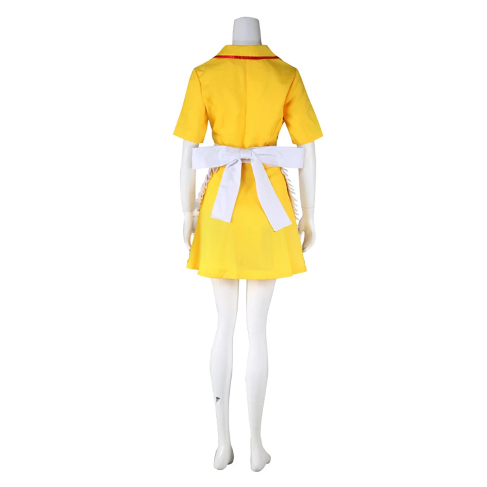 Кэтрин: Косплей Костюм Эрики Андерсон в полный рост, женское желтое мини-платье для девочек с фартуком, наряды горничной для вечеринки на Хэллоуин Изображение 3