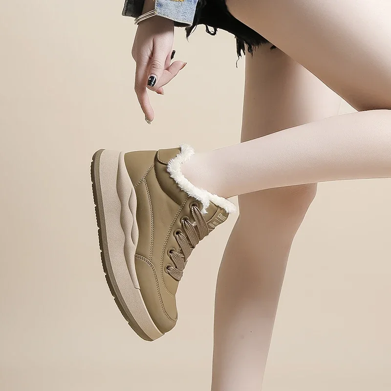 Модная женская обувь на толстой подошве 2023, осенне-зимняя новая спортивная обувь, водонепроницаемая спортивная обувь, теплая повседневная обувь на толстой подошве Изображение 3