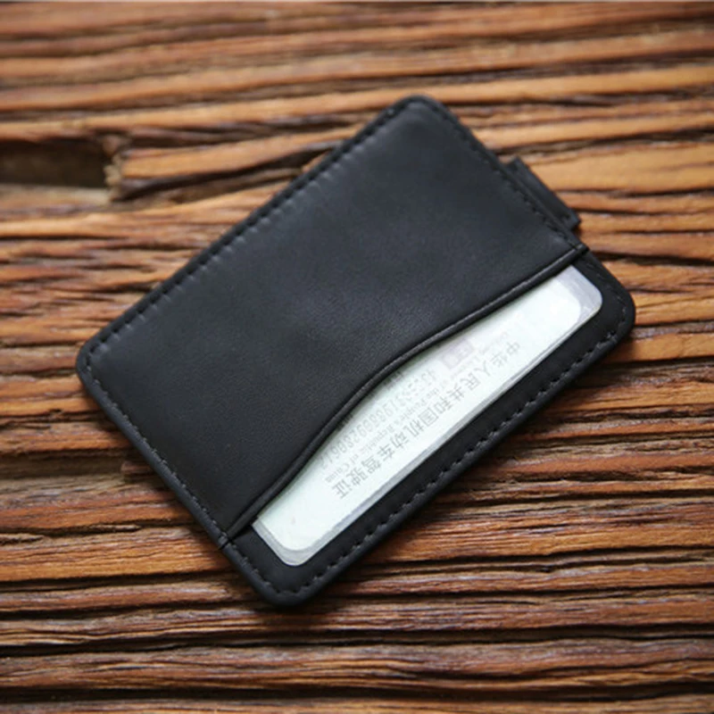 Мужской винтажный деловой кошелек из натуральной кожи, короткий Маленький Тонкий Минималистичный футляр для кредитных карт, мини-кошелек Изображение 3