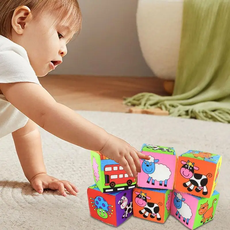 Мягкие штабелируемые блоки, поролоновые игрушки для развития мелкой моторики, обучающая игрушка для дошкольников Монтессори, Обучающий кубик Изображение 3