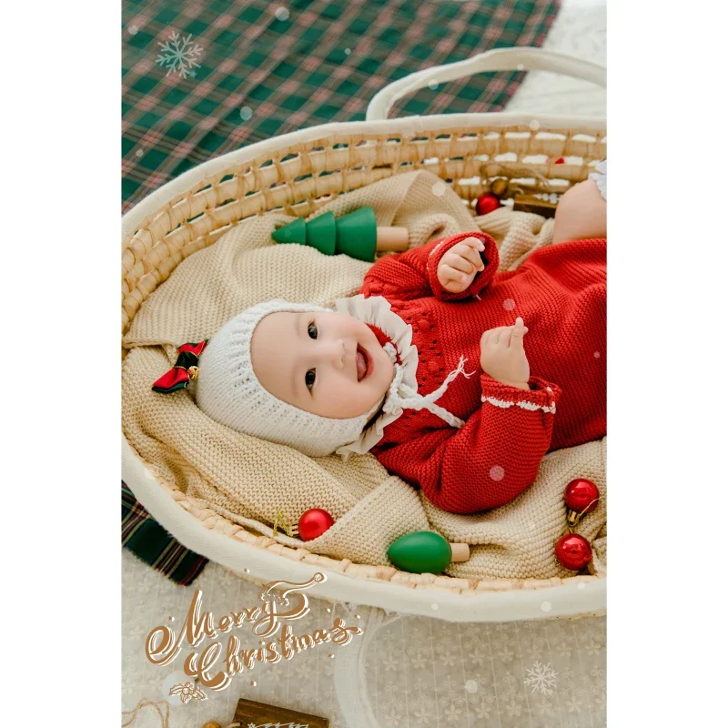 Реквизит для фотосъемки новорожденных, набор рождественских нарядов, Фоновое одеяло, Рождественская тема, Реквизит для студийной съемки Fotografia Изображение 3