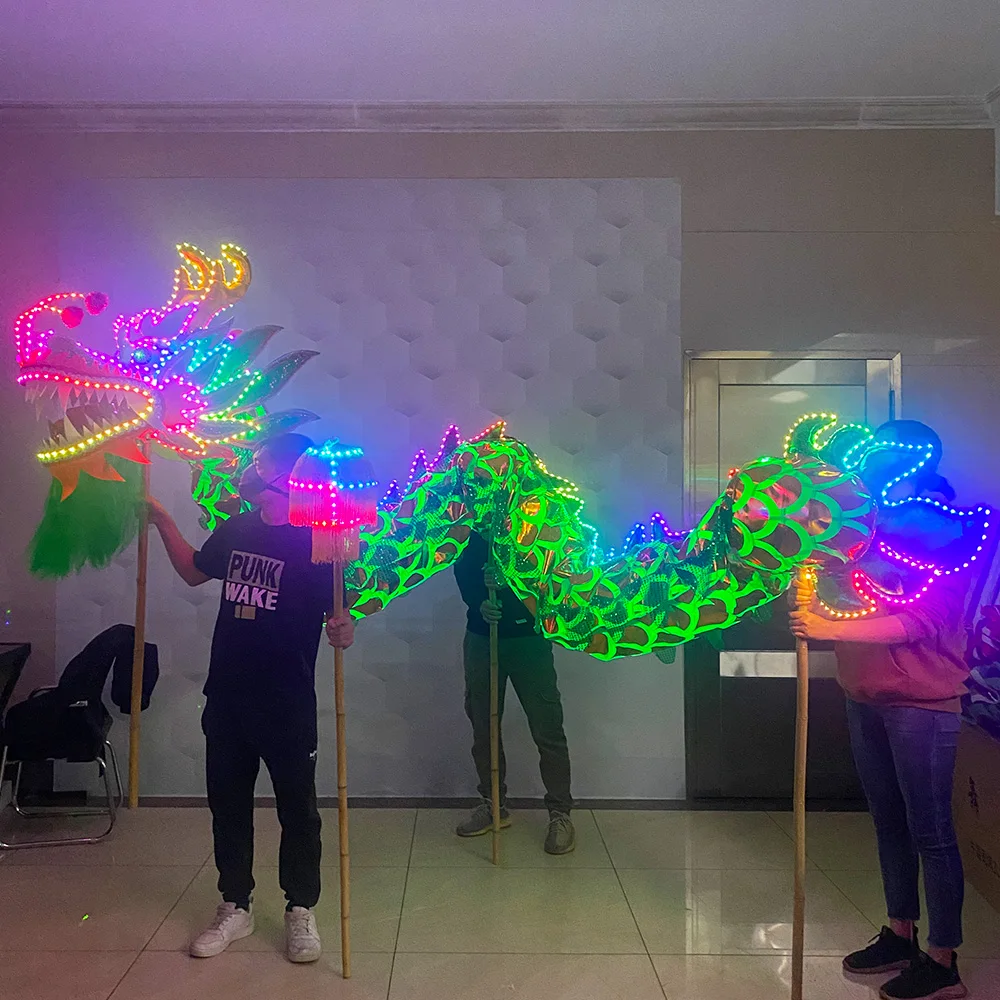 Светодиодный китайский традиционный светящийся танцевальный костюм дракона фестивальное представление светодиодный китайский танцевальный спектакль dragon dance Изображение 3