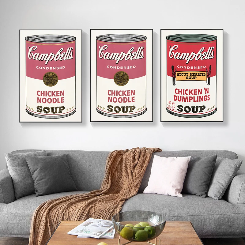 Томатно-куриный суп в стиле поп-арт От Энди Уорхола, плакаты и принты на холсте, абстрактные настенные рисунки для гостиной Изображение 3
