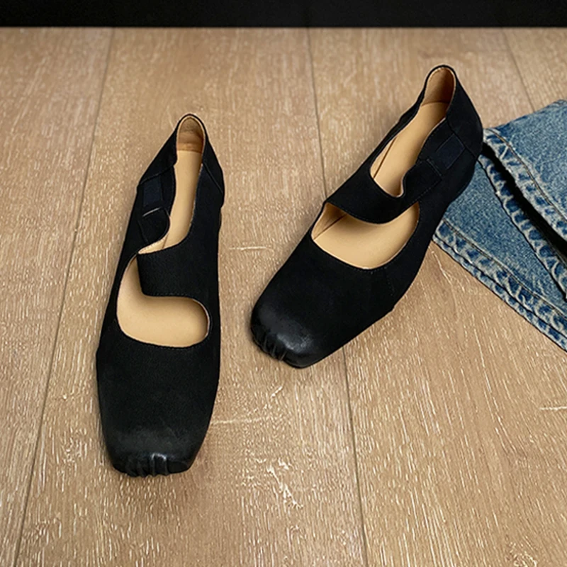 Хэйхайские туфли Mary Jane; Новинка осени 2023 года; Элегантные туфли с квадратным носком в винтажном стиле; коричневые женские туфли на низком каблуке с мелким носком; Изображение 3