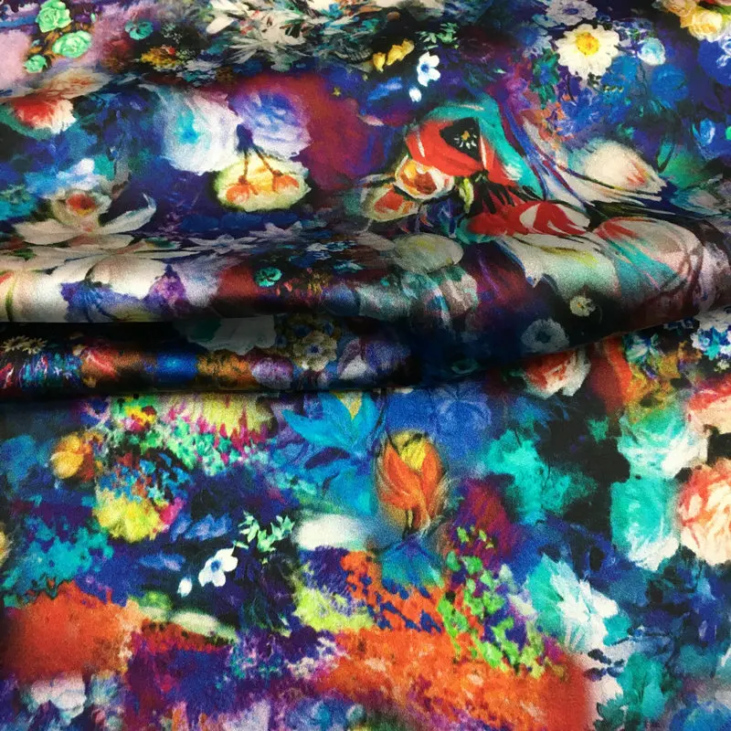 Цифровая печать с мелким цветочком Картина маслом Ван Гога из плотного шелка, эластичного атласа, натурального шелка тутового дерева, модного текстиля Изображение 3