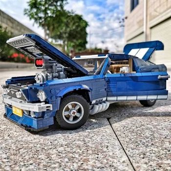 Креативный эксперт Модель ретро-спортивного автомобиля Mustanged MOC Технические строительные блоки, кирпичи, совместимые с 10265 Игрушками для мальчиков в подарок детям
