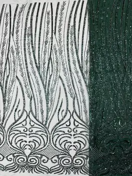 Африканская кружевная ткань S-1308488 Высококачественные блестки, Сетчатый тюль, Нигерийские ткани с бисером