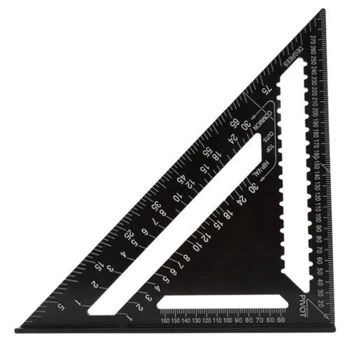 Черная Треугольная линейка 12-Дюймовые Измерительные инструменты Алюминиевые Деревообрабатывающие инструменты Квадратный Квадрат толщиной 90 градусов
