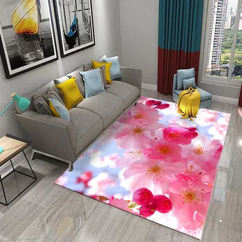 3D Красивый ковер с цветами персика, креативные белые коврики с розовыми цветами, Противоскользящий коврик для кухни, ванной, гостиной, спальни, ковры для декора