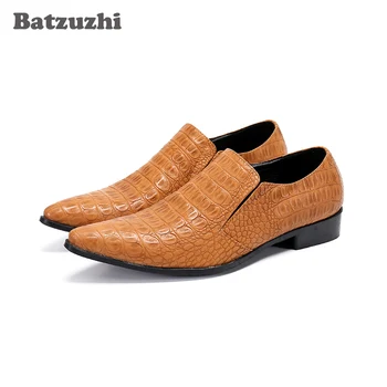 Batzuzhi/ Итальянские Кожаные Мужские Модельные Туфли; Винтажные Кожаные Модельные туфли С Острым Носком; Мужские Модные Мужские Туфли Для деловых Вечеринок