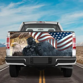 Флаг Ветерана Eagle We The People, Наклейка на дверь багажника, Наклейка на грузовик, Подарок Ветерану, Обертка на дверь багажника автомобиля