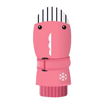 Зимние детские лыжные перчатки, уличные ветрозащитные, плюшевые, толстые и теплые мультяшные перчатки для мальчиков и девочек