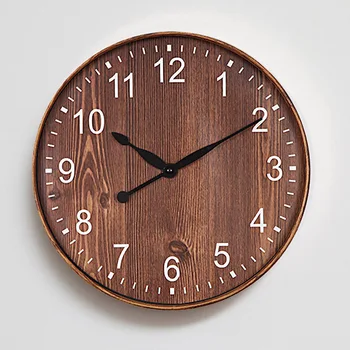 Декоративные часы для гостиной, винтажные настенные часы из искусственного дерева, 12-дюймовые модные креативные настенные часы