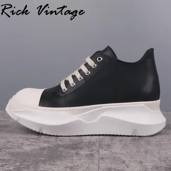 Rick Vintage RO/ Мужская обувь с низким берцем, трендовые повседневные кроссовки из кожи на толстой подошве, модная обувь на темной подошве, женские балетки на плоской подошве