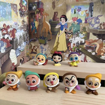 Фигурки аниме Disney Doorables Белоснежка и семь гномов Кавайная большеглазая кукла Модель игрушки Коллекционные украшения Подарки для детей