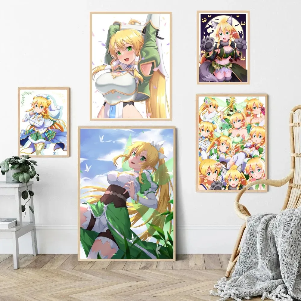 1 шт. Аниме-постер Leafa Sword Art Онлайн, HD плакаты, Художественная роспись стен в домашней комнате, баре, кафе Изображение 4