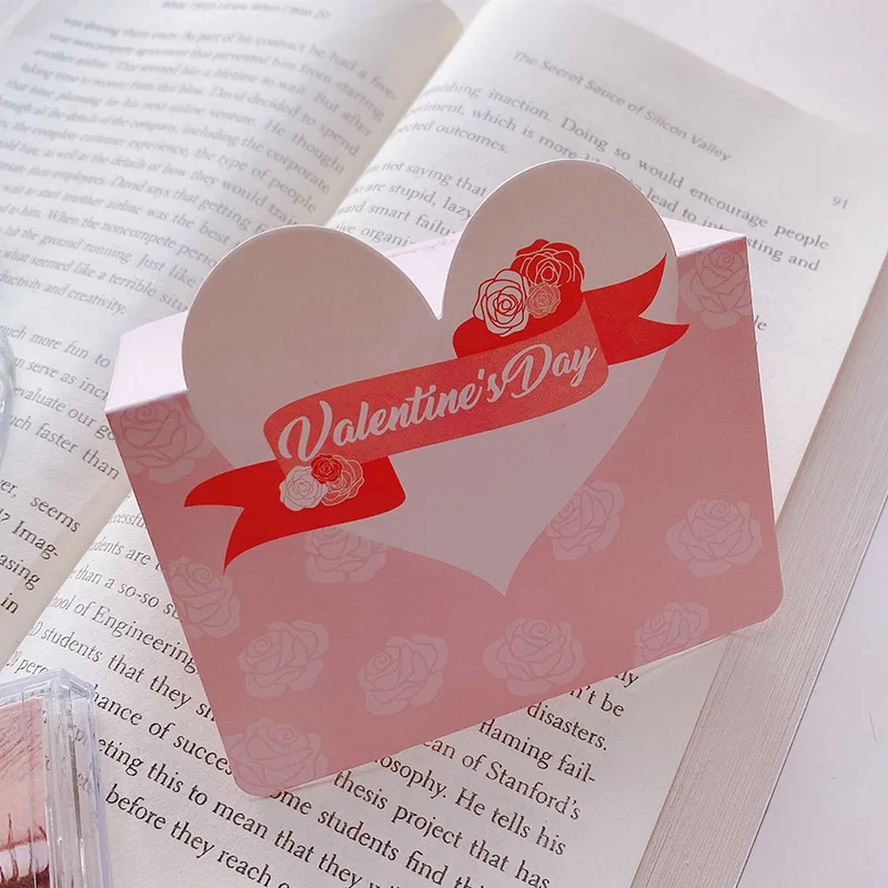 10шт Поздравительных открыток в форме сердца на День Святого Валентина, написанных от руки, Свадебная пустая открытка с пожеланиями, подарочная открытка флориста на день рождения Изображение 4