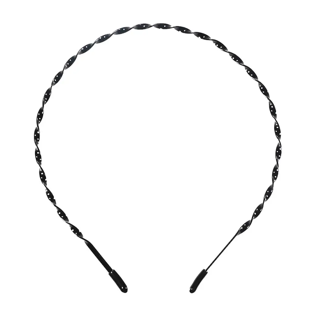 2x2pcs Черная металлическая волнистая лента для волос Унисекс против бега Изображение 4