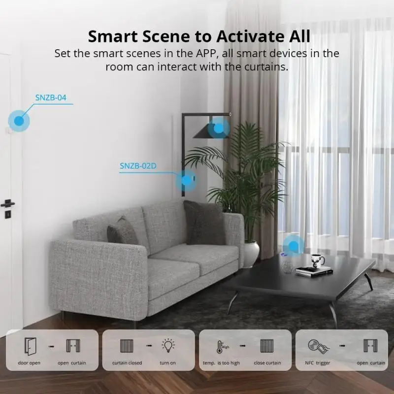 Zigbee Smart Curtain Motor SONOFF Smart Home Пульт дистанционного управления переключателями штор Поддерживает приложение Ewelink Alexa Google Home Alice Изображение 4