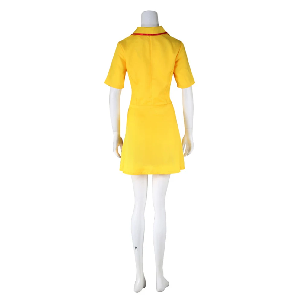 Кэтрин: Косплей Костюм Эрики Андерсон в полный рост, женское желтое мини-платье для девочек с фартуком, наряды горничной для вечеринки на Хэллоуин Изображение 4