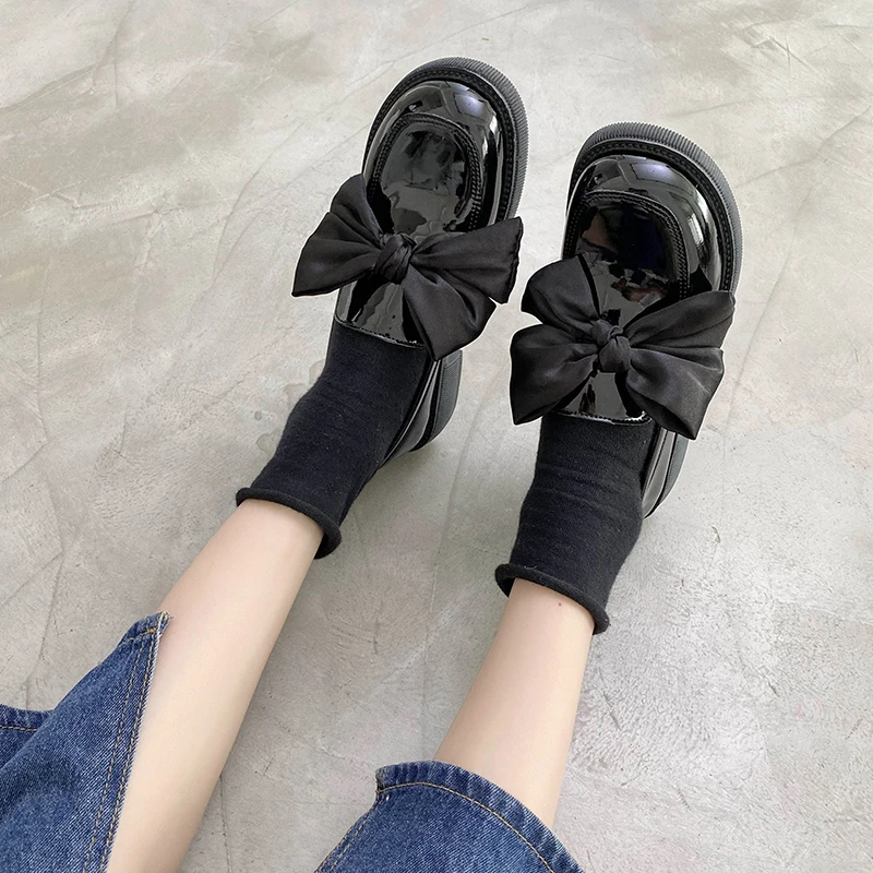 Лолита, Милые женские туфли-лодочки Mary Janes с бантиком, новинка 2021 года, брендовые женские туфли-лодочки на платформе, милые оксфордские туфли в готическом стиле в стиле панк, обувь для косплея Изображение 4