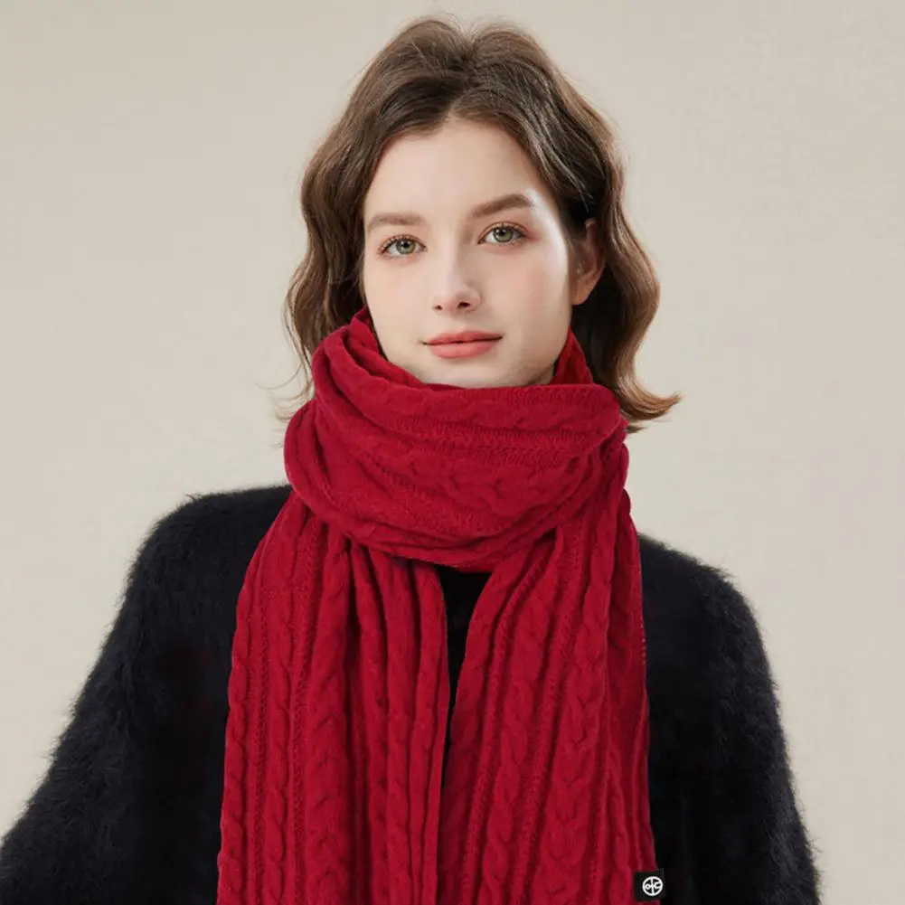 Незаменимый для погоды Уютный вязаный зимний шарф со скрученной текстурой, Ветрозащитная защита шеи для женщин, мягкая, толстая, эластичная. Изображение 4