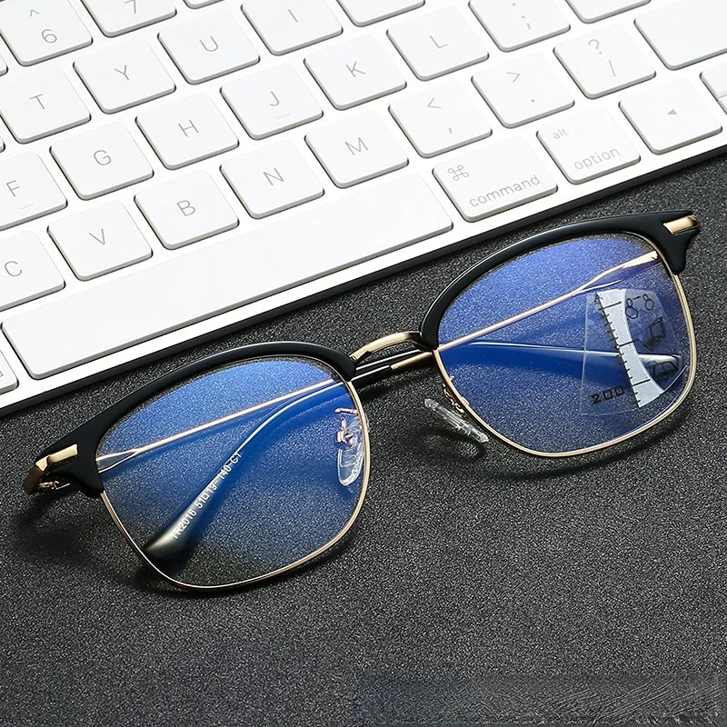 Прогрессивные мультифокальные очки для чтения для мужчин, Новые деловые очки для чтения для женщин, очки для ближнего и дальнего зрения с защитой от синего света Изображение 4