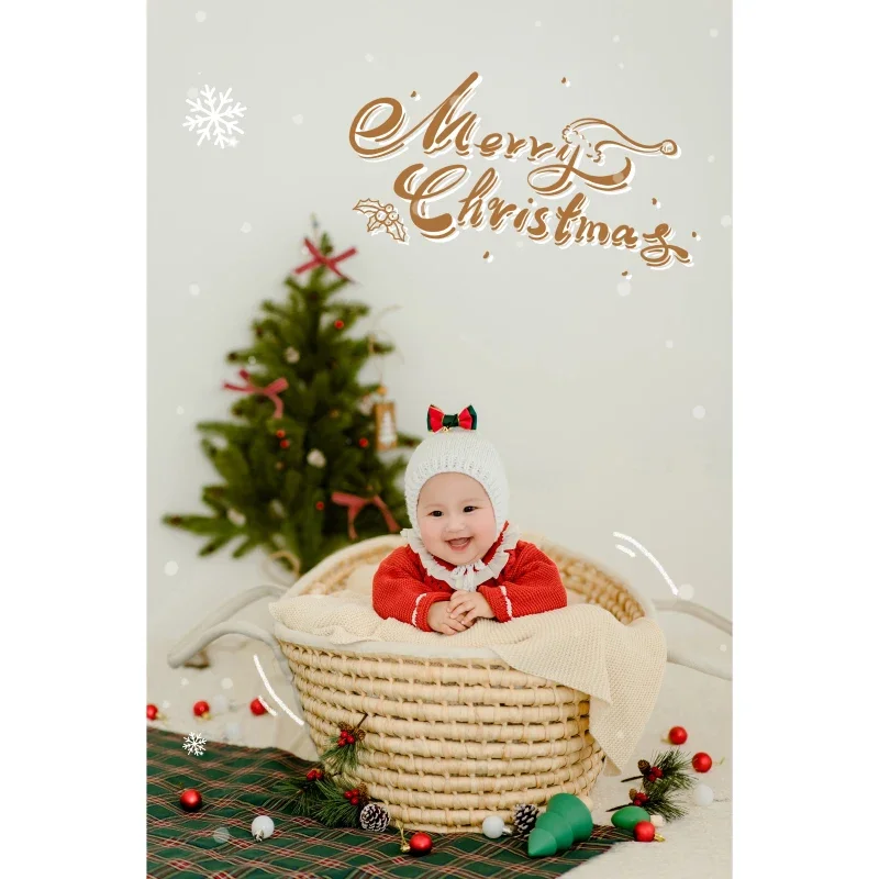Реквизит для фотосъемки новорожденных, набор рождественских нарядов, Фоновое одеяло, Рождественская тема, Реквизит для студийной съемки Fotografia Изображение 4