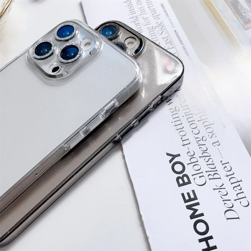 Роскошный чехол с блестящими кристаллами и бриллиантами для iPhone 14 13 12 ProMax 14 Plus, защита объектива, Противоударный бампер, прозрачная бронированная крышка Изображение 4
