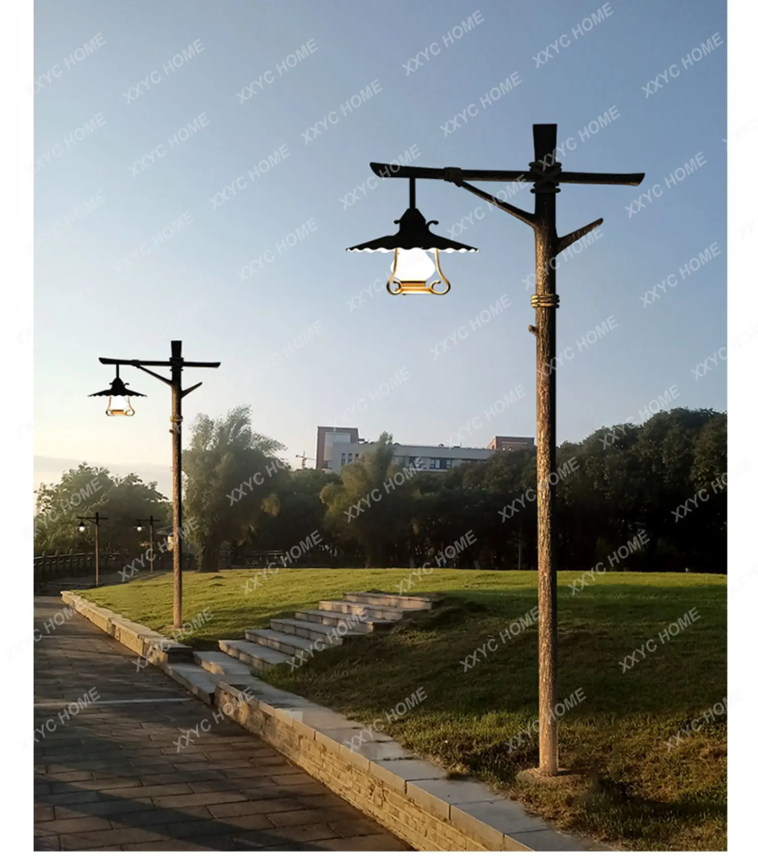 Солнечный Антикварный фонарь для сарая, Ландшафтный светильник, Открытый Живописный парк, Садовый светильник на шесте высотой 3 м Изображение 4