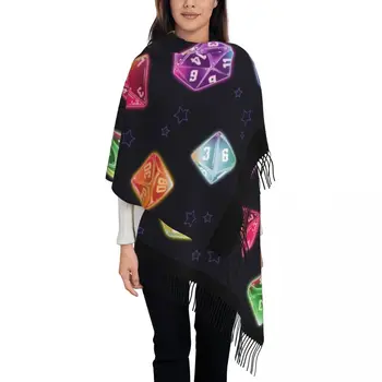 Роскошный шарф с кисточками Magic Dice, женская зимняя теплая шаль, женские шарфы для игры в фэнтези 