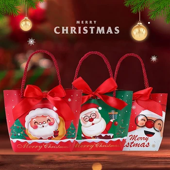 Подарочный пакет для рождественской вечеринки с переносной веревкой, Рождественский подарок для печенья, конфет, Принадлежности для упаковки с Рождеством