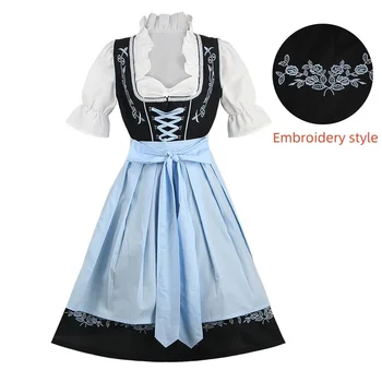 Платье горничной для косплея на Хэллоуин, пивная одежда, свободное от Октоберфеста государство Бавария, Традиционное женское летнее платье-рубашка с вышивкой