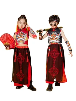 Детская одежда для выступлений в стиле шинуазри для мальчиков и девочек, классическая одежда в китайском стиле, выступление учеников на цитре