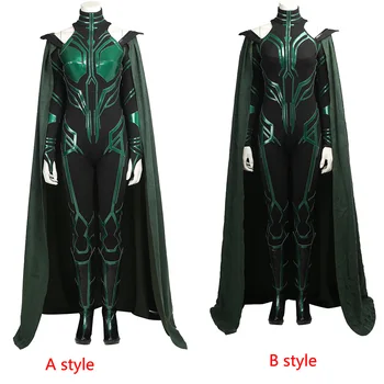Косплей-костюм суперзлодея Hela, зеленый комбинезон с плащом, сапоги, женский наряд для карнавала на Хэллоуин, сшитый на заказ