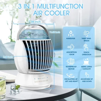 Портативный вентилятор кондиционера, вентилятор воздушного охладителя, электрический испарительный охладитель, настольный вентилятор с функцией увлажнения воздуха для помещений