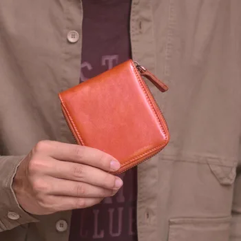 AETOO Новый ретро кошелек на молнии, простой короткий повседневный текстурный маленький кошелек, встроенный мужской и женский кожаный кошелек