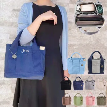 Холщовая сумка с вышивкой на заказ, простая женская сумка-тоут, портативная для улицы, персонализированные холщовые сумки для покупок с именем