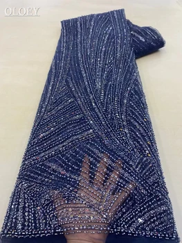 Модная высококачественная французская вышивка, тяжелая кружевная ткань для жениха в Африканском нигерийском стиле с блестками, ткань для свадебного платья, вечеринки